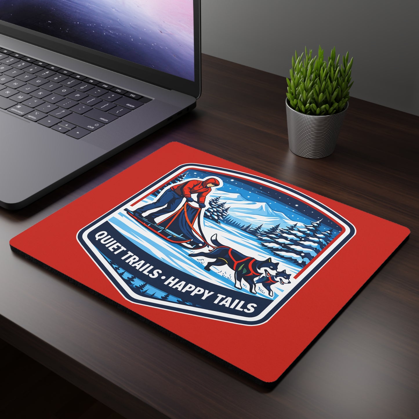 Dog Sledding Mouse Pad — “Quiet Trails • Happy Tails” Winter Adventure