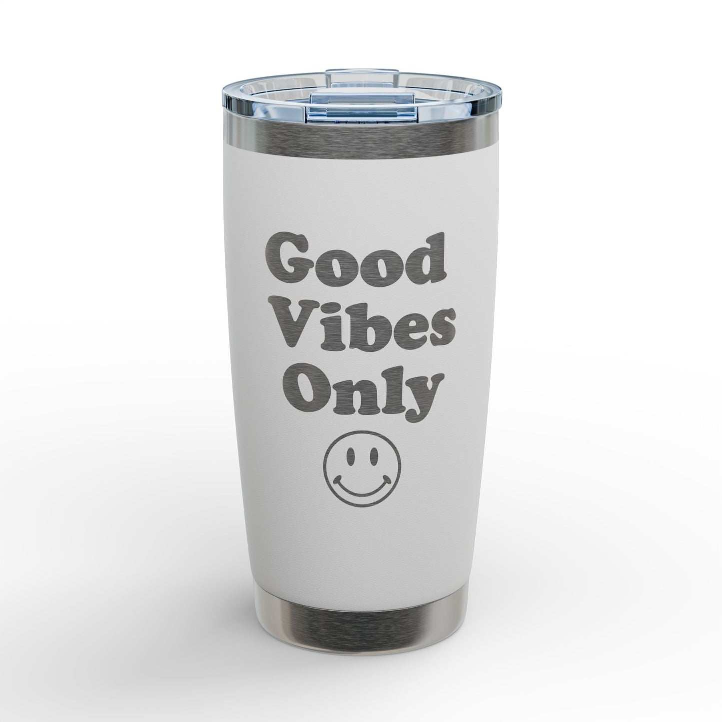 Good Vibes Only 20oz Engraved Tumbler — Insulated Travel Cup with Smiley