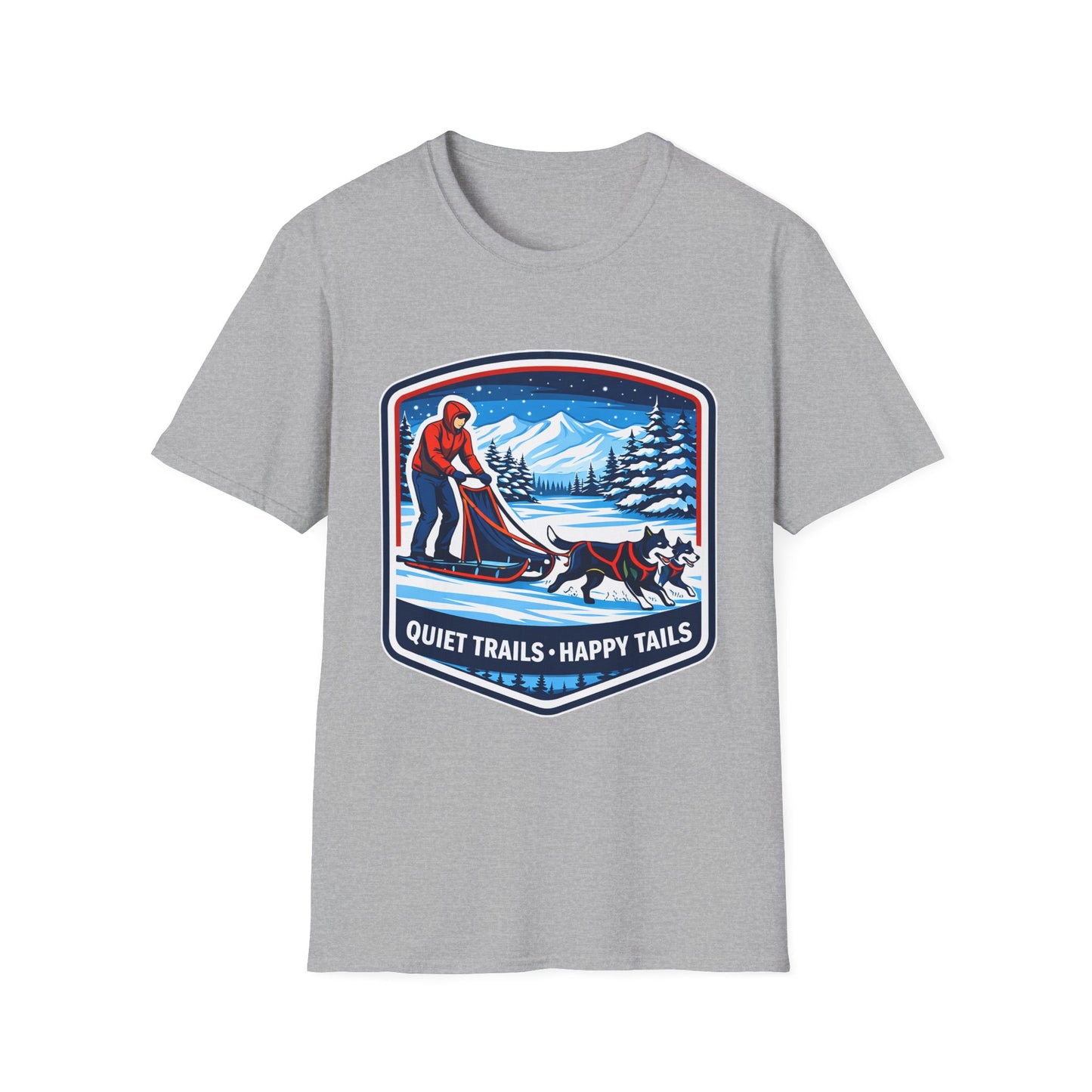 Sled Dog Adventure T-Shirt — "Quiet Trails • Happy Tails" Winter Sledding Tee