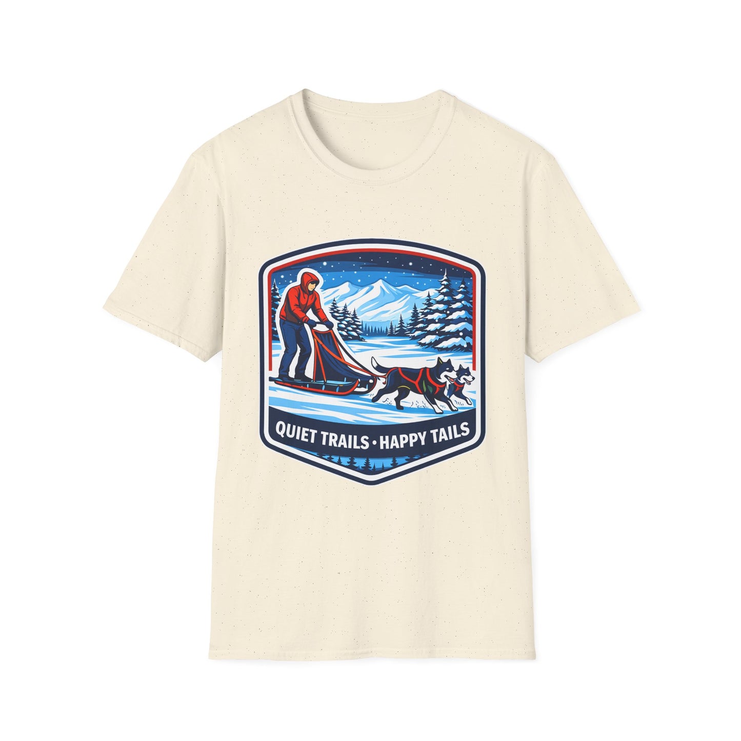 Sled Dog Adventure T-Shirt — "Quiet Trails • Happy Tails" Winter Sledding Tee