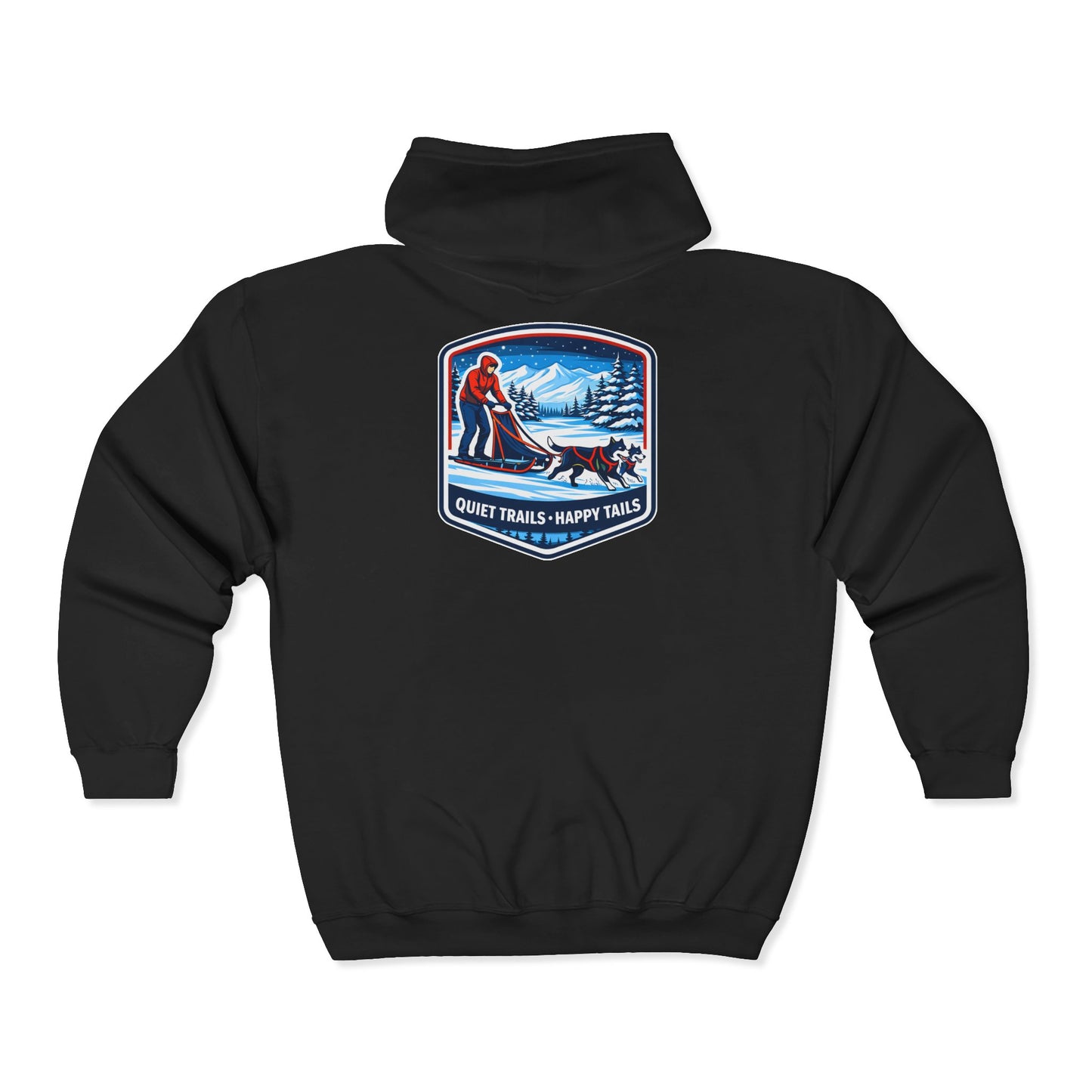Quiet Trails Skiing Zip Hoodie – "Quiet Trails • Happy Trails" Winter Ski Patch