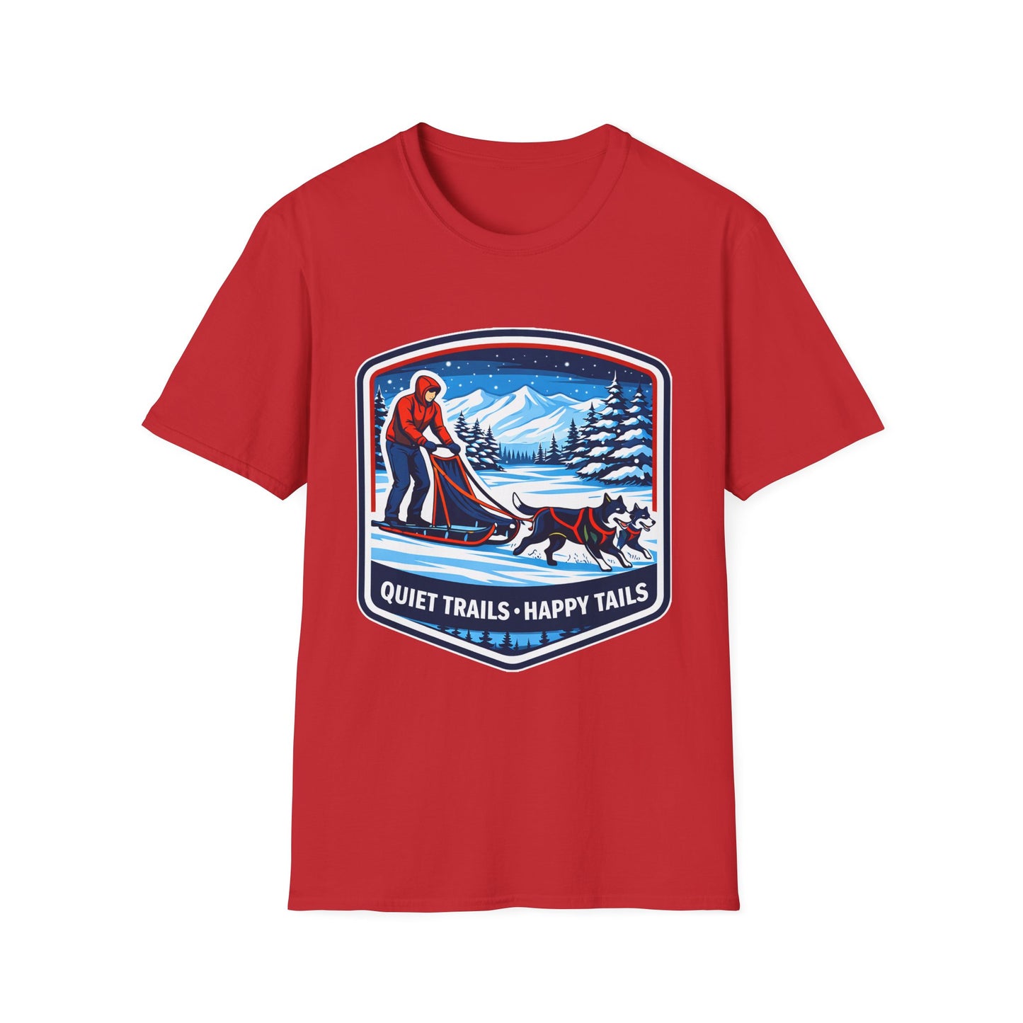 Sled Dog Adventure T-Shirt — "Quiet Trails • Happy Tails" Winter Sledding Tee