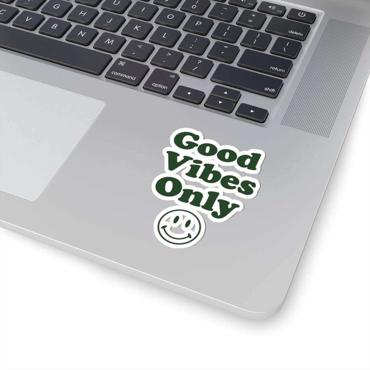 Good Vibes Only Sticker – Retro Green Smile Kiss-Cut Sticker