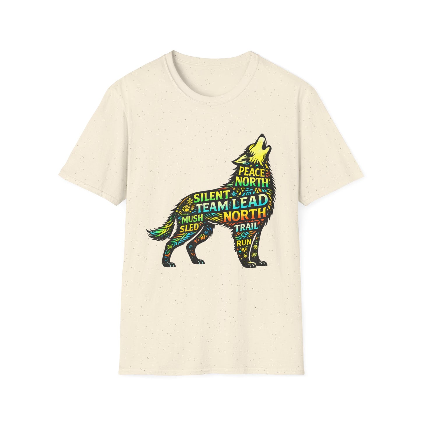 Wolf Word Art T‑Shirt — ‘Lead North’ Mush & Trail Running Design