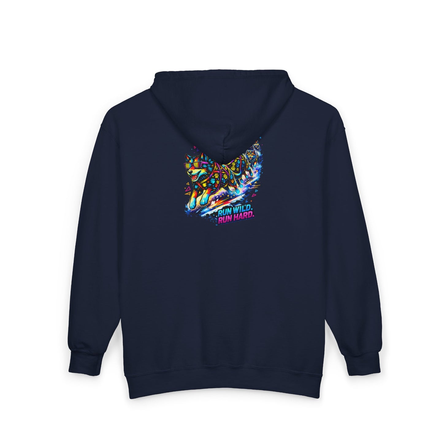 Full-Zip Hoodie — Colorful Neon Cat Art Zip-Up Sweatshirt