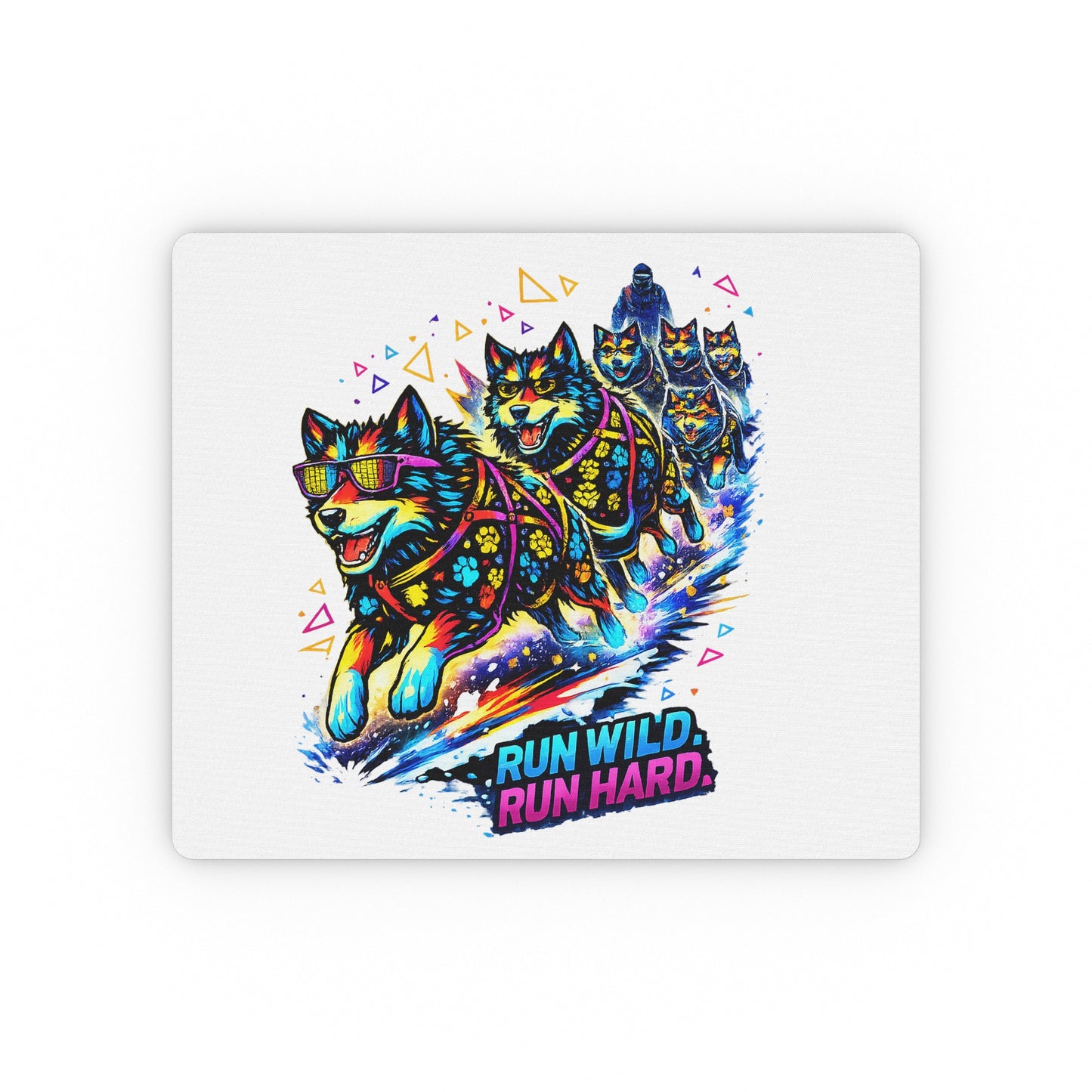 Run Wild, Run Hard Husky Mouse Pad — Vibrant Sled Dog Gaming Desk Mat