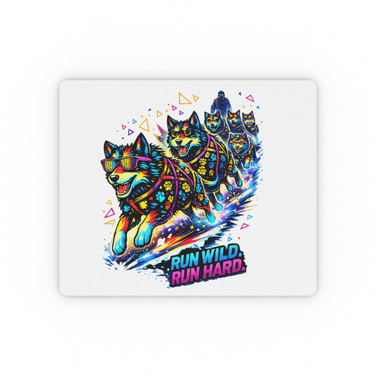 Run Wild, Run Hard Husky Mouse Pad — Vibrant Sled Dog Gaming Desk Mat