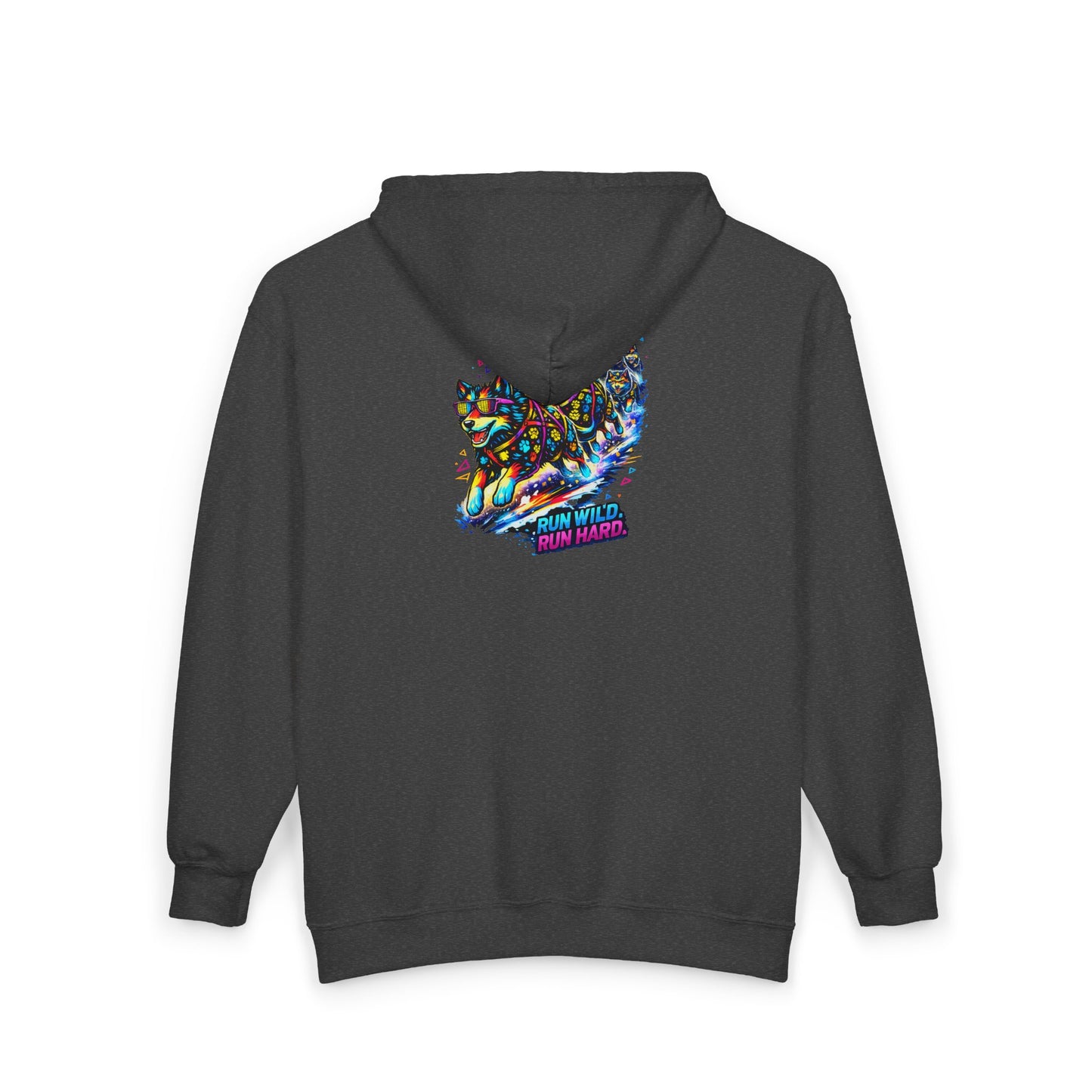 Full-Zip Hoodie — Colorful Neon Cat Art Zip-Up Sweatshirt