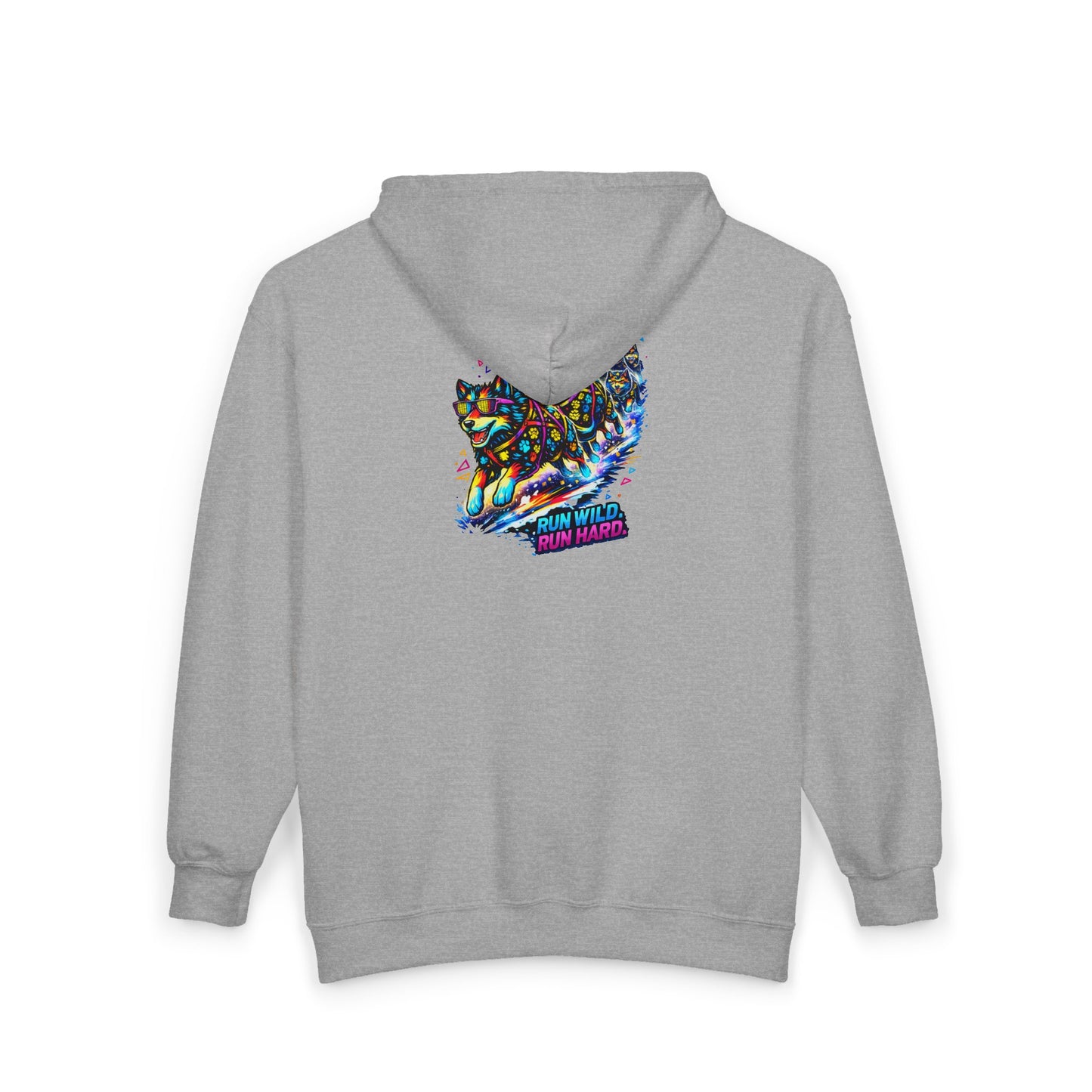Full-Zip Hoodie — Colorful Neon Cat Art Zip-Up Sweatshirt