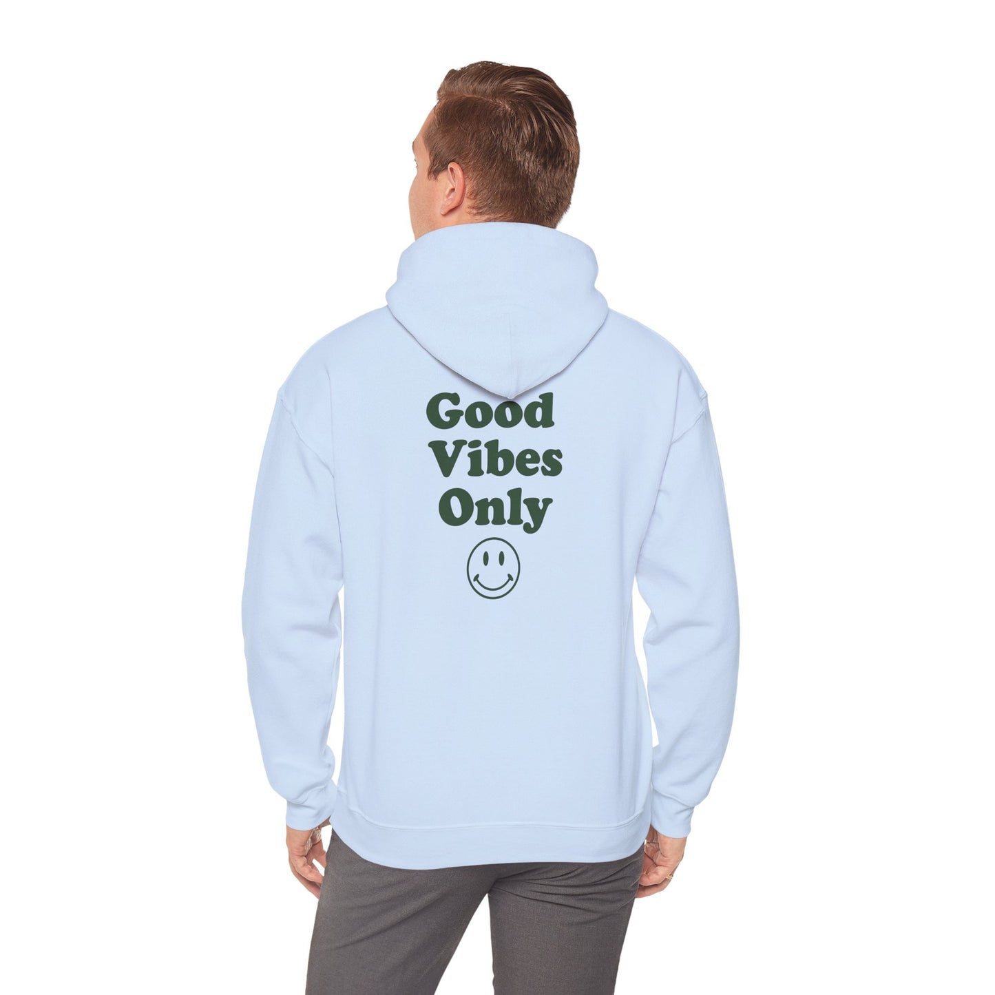 Good Vibes Only Hoodie — Smiley Graphic Back Print