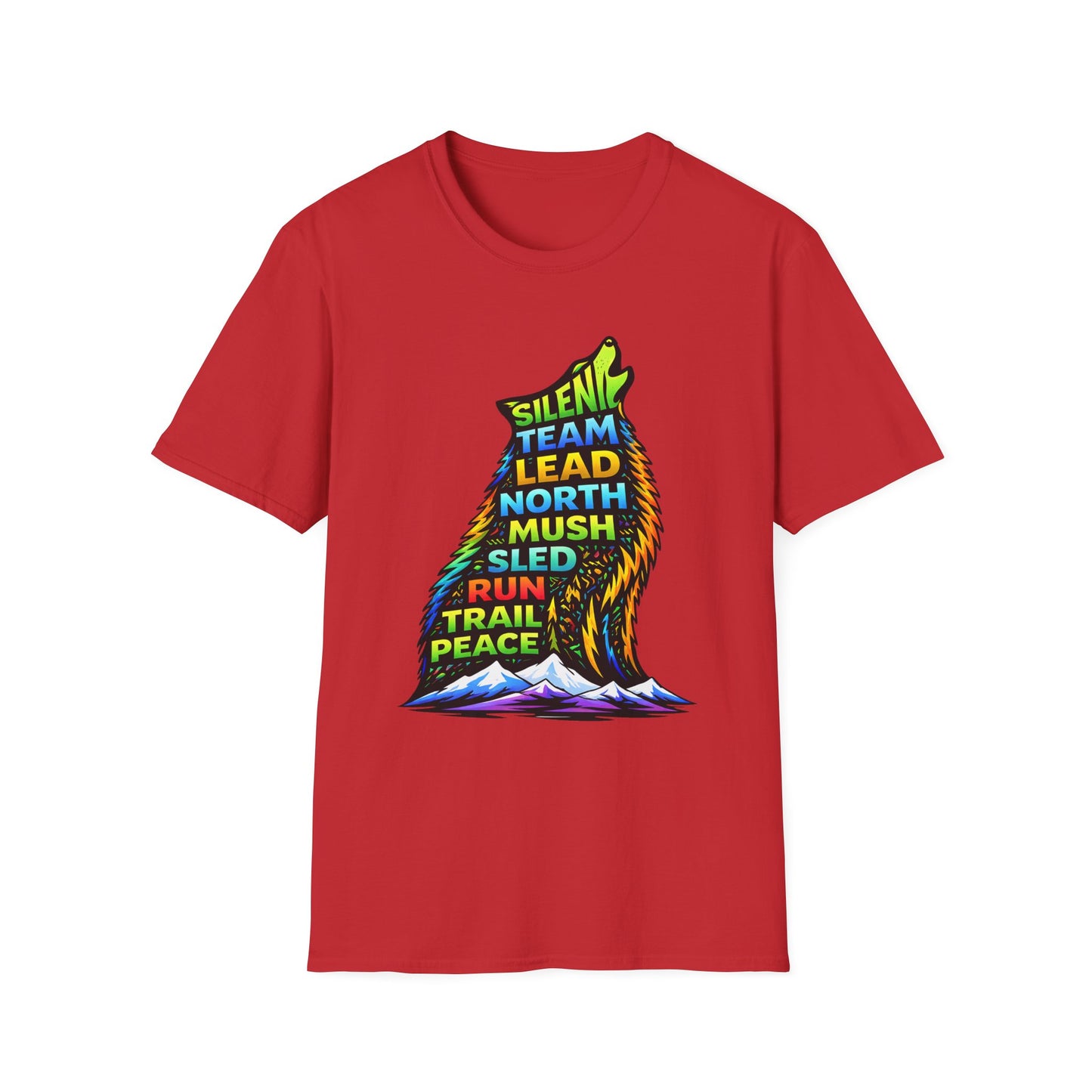 Howling Dog Adventure T-Shirt — 'Silent Team Lead North Mush Sled Run Trail Peace' Graphic Tee