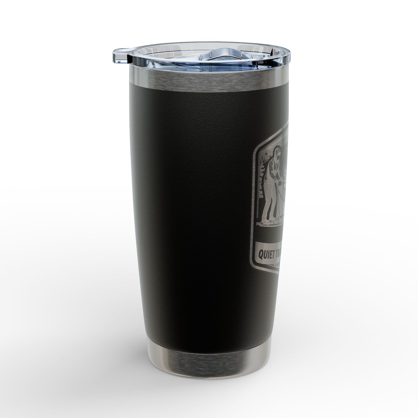 Engraved 20oz Tumbler — 'Quiet Trails • Happy Tails' Dog Sledding Design