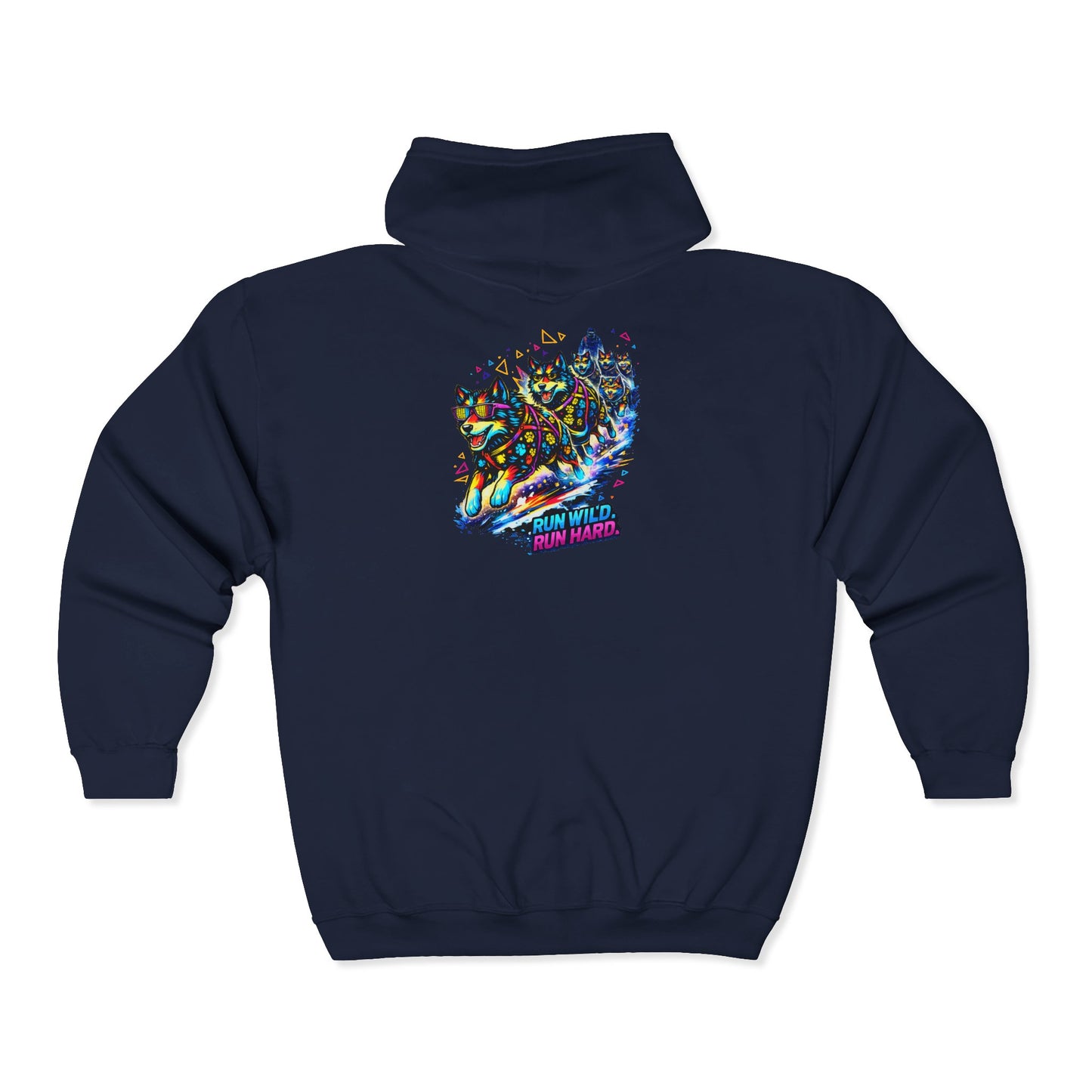 Full-Zip Hoodie — Colorful Neon Cat Art Zip-Up Sweatshirt