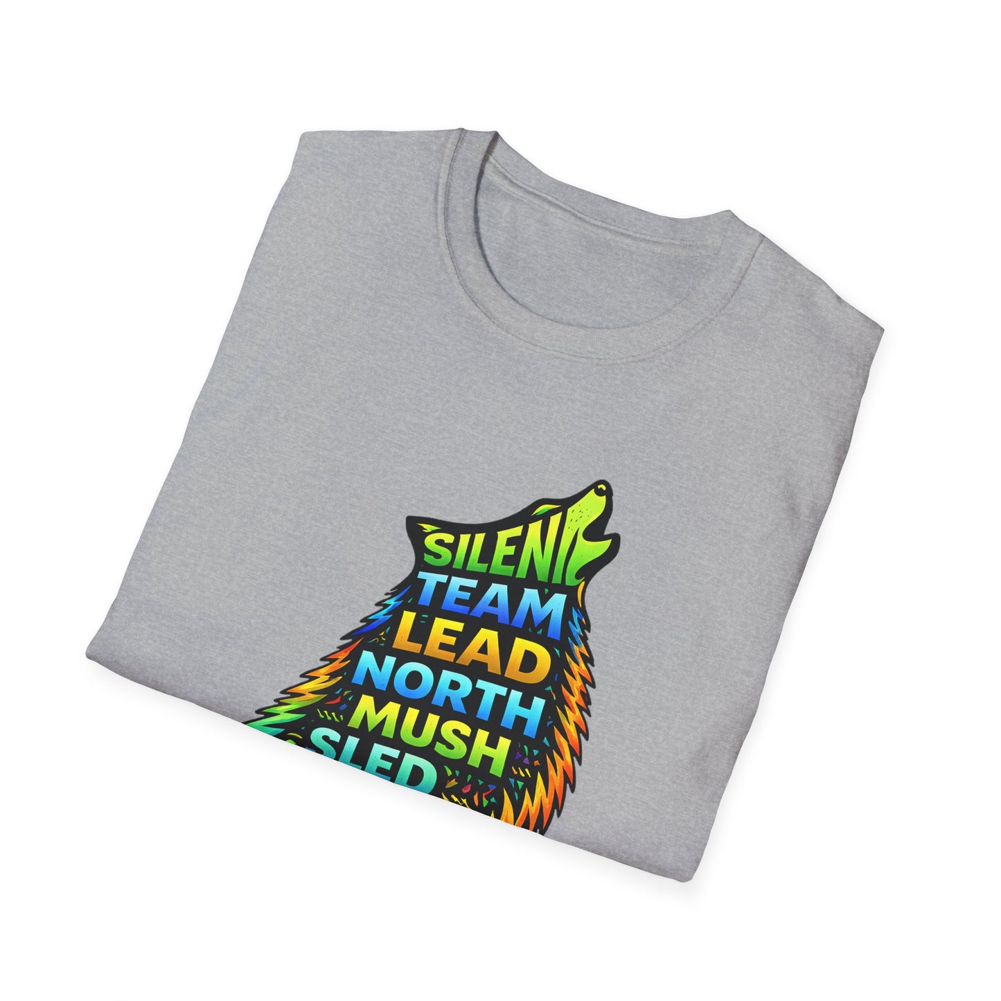 Howling Dog Adventure T-Shirt — 'Silent Team Lead North Mush Sled Run Trail Peace' Graphic Tee