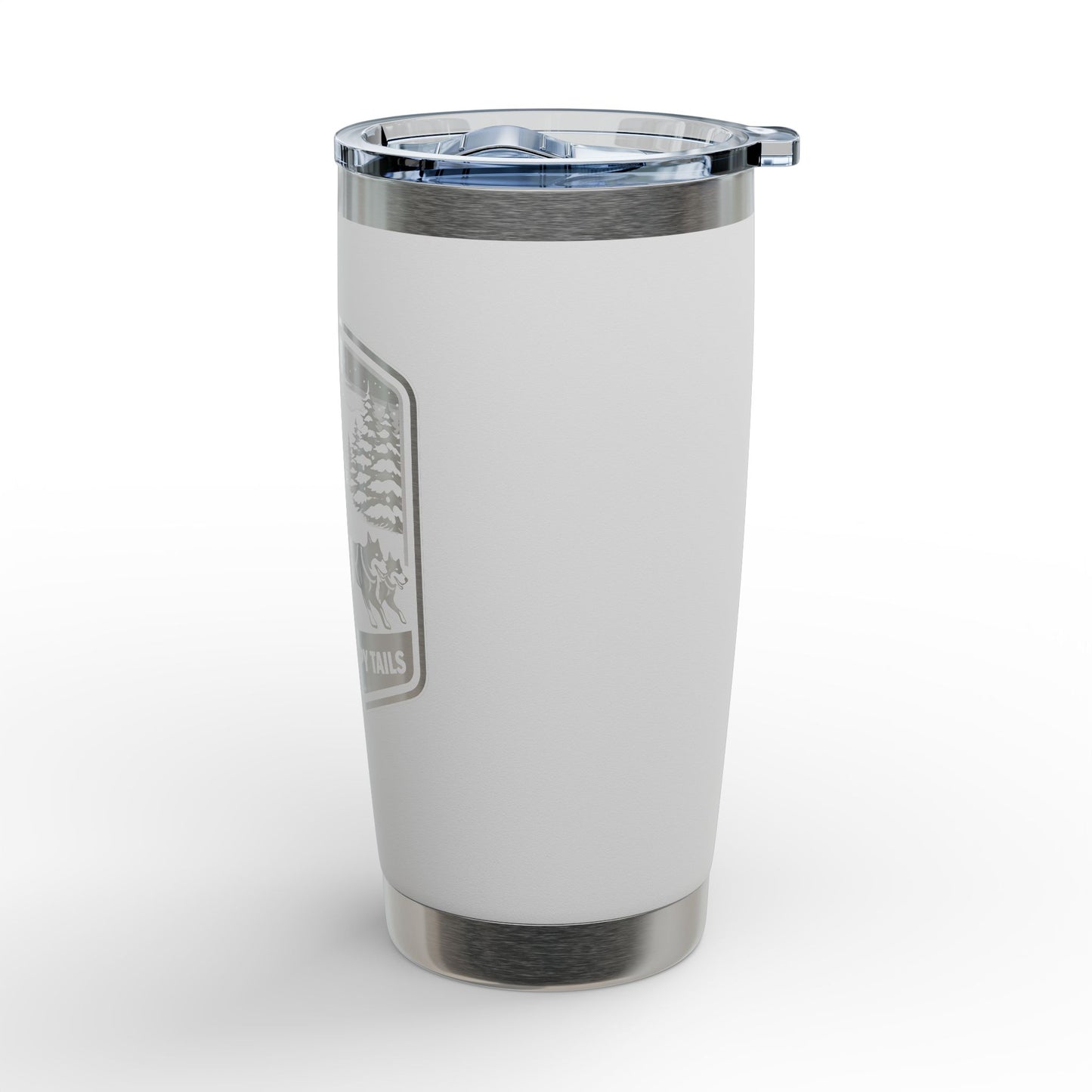 Engraved 20oz Tumbler — 'Quiet Trails • Happy Tails' Dog Sledding Design