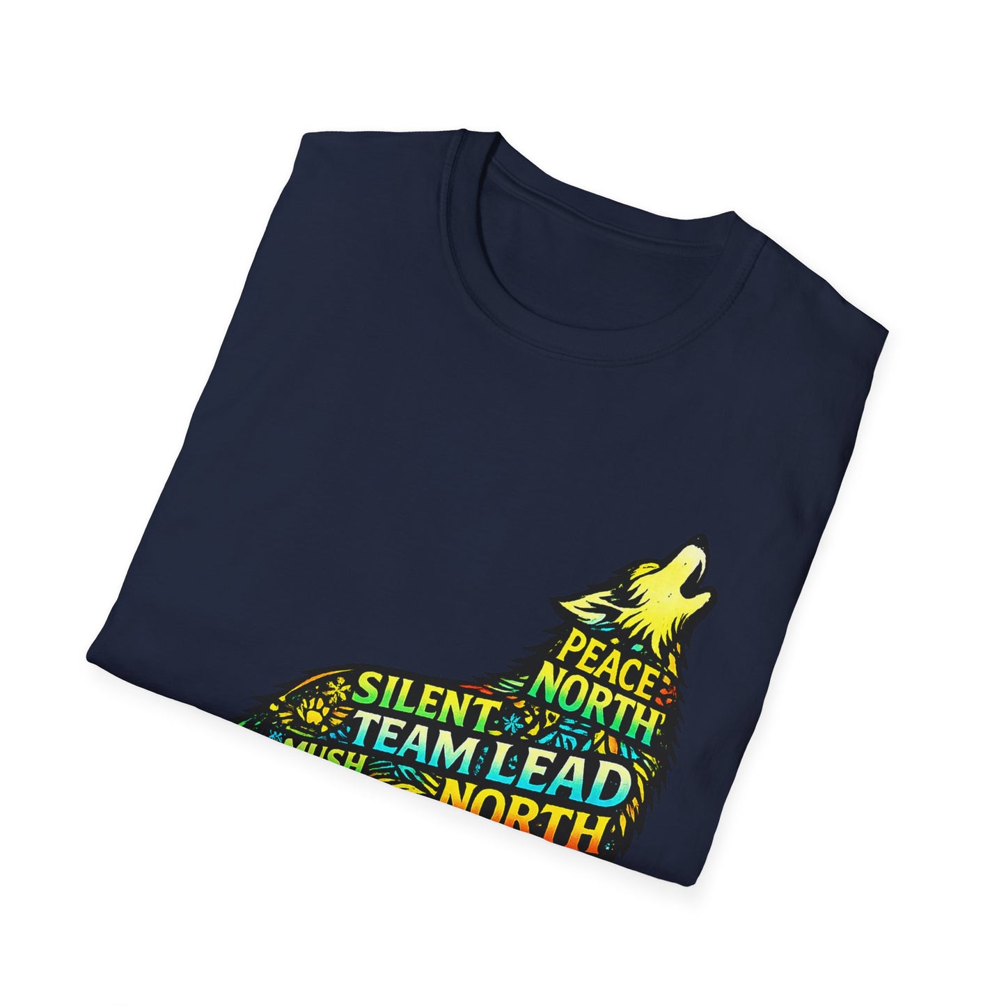 Wolf Word Art T‑Shirt — ‘Lead North’ Mush & Trail Running Design