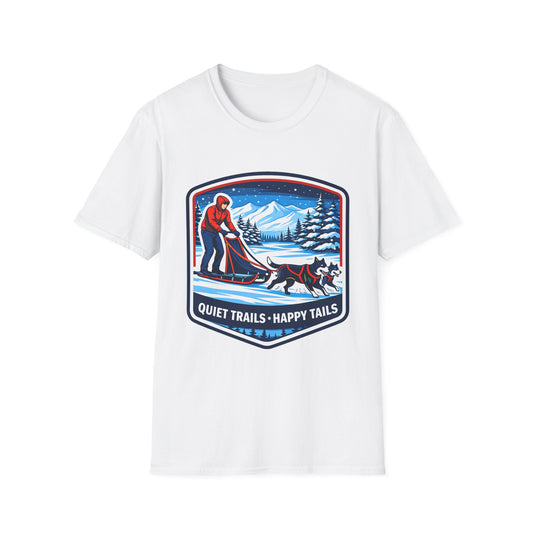 Sled Dog Adventure T-Shirt — "Quiet Trails • Happy Tails" Winter Sledding Tee
