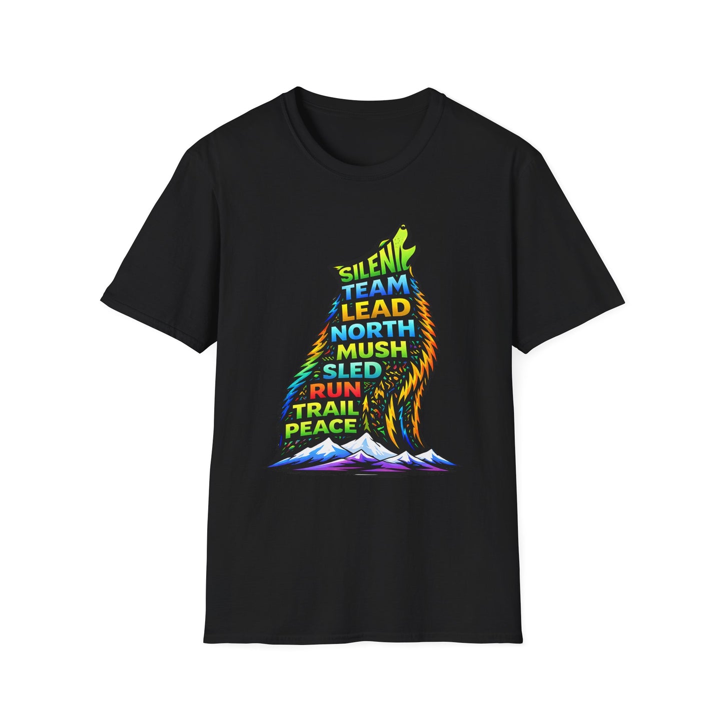 Howling Dog Adventure T-Shirt — 'Silent Team Lead North Mush Sled Run Trail Peace' Graphic Tee
