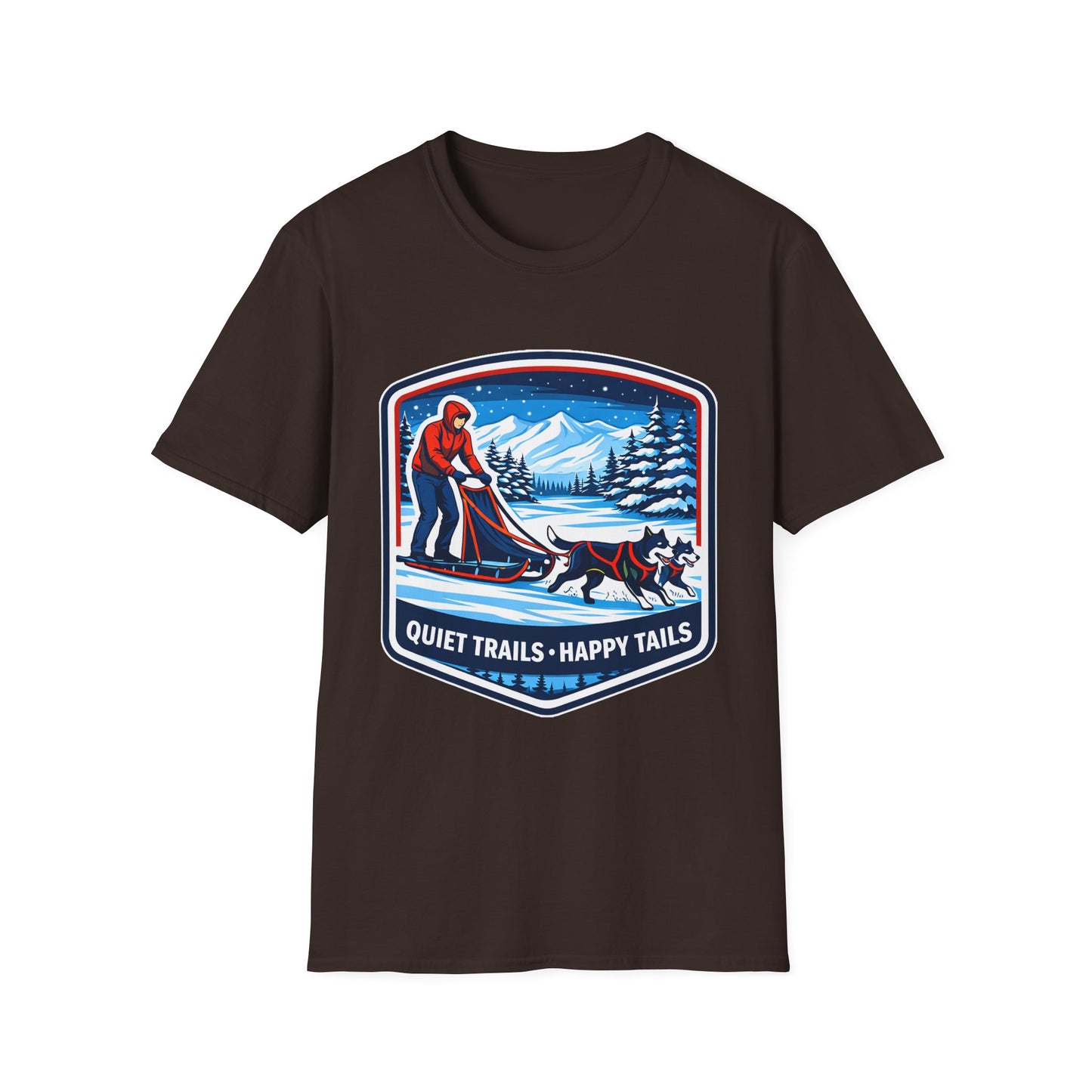 Sled Dog Adventure T-Shirt — "Quiet Trails • Happy Tails" Winter Sledding Tee