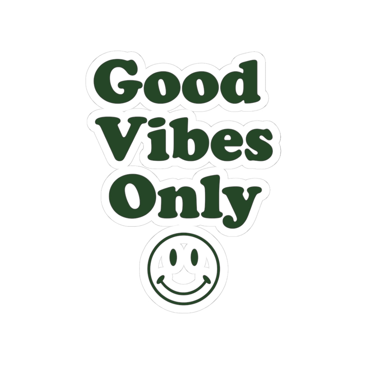 Good Vibes Only Sticker – Retro Green Smile Kiss-Cut Sticker