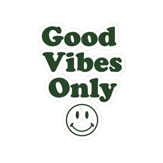 Good Vibes Only Sticker – Retro Green Smile Kiss-Cut Sticker