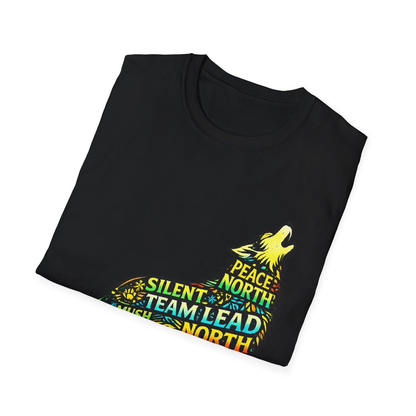 Wolf Word Art T‑Shirt — ‘Lead North’ Mush & Trail Running Design
