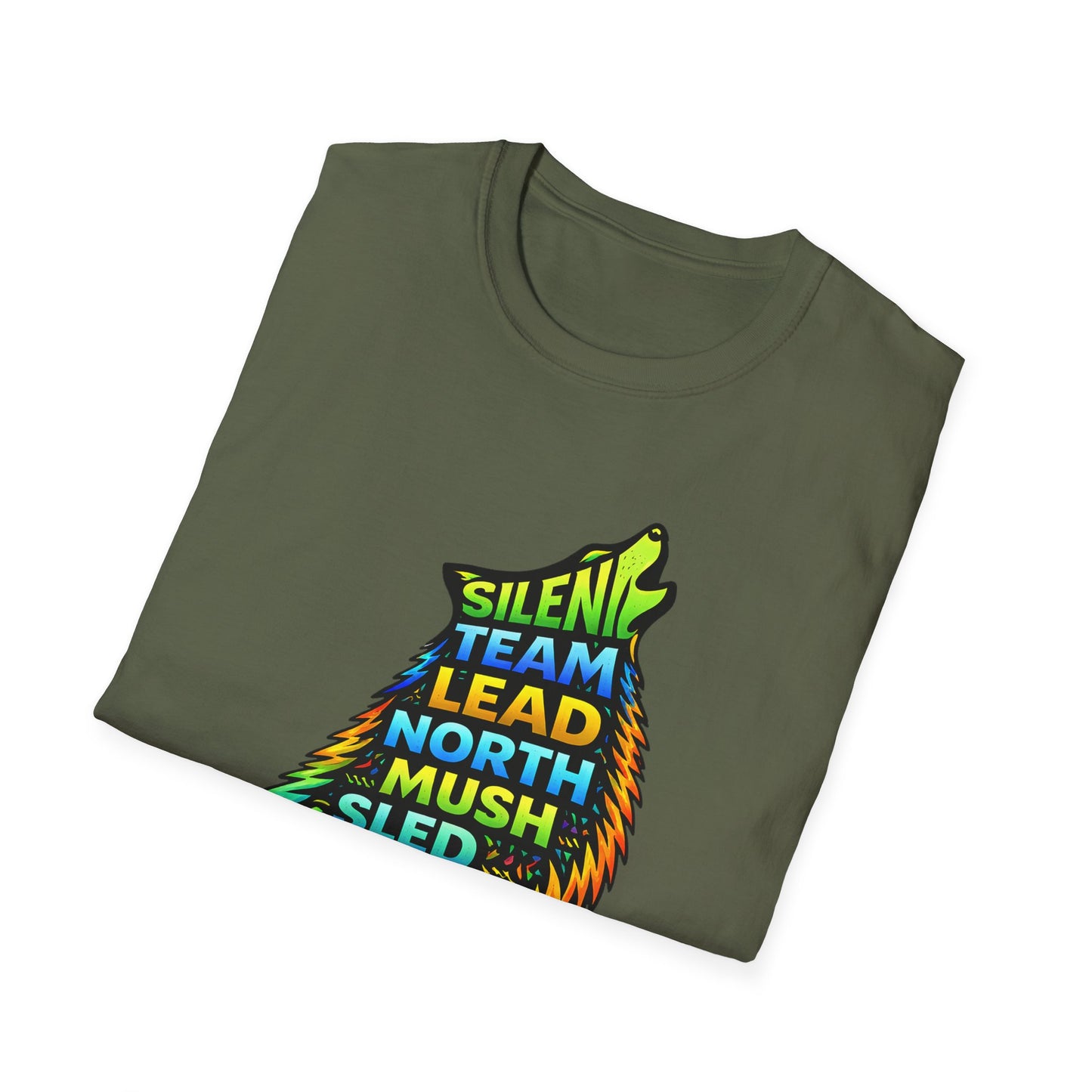 Howling Dog Adventure T-Shirt — 'Silent Team Lead North Mush Sled Run Trail Peace' Graphic Tee