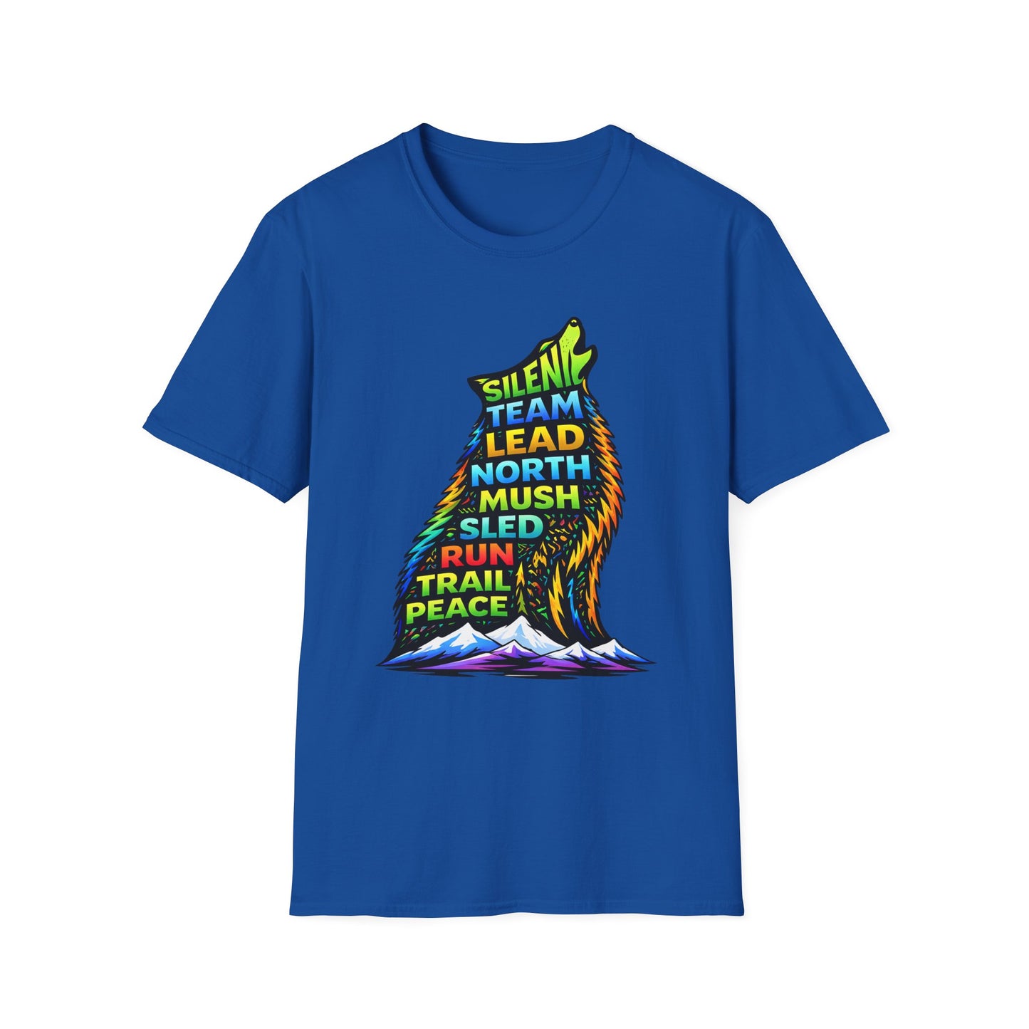 Howling Dog Adventure T-Shirt — 'Silent Team Lead North Mush Sled Run Trail Peace' Graphic Tee