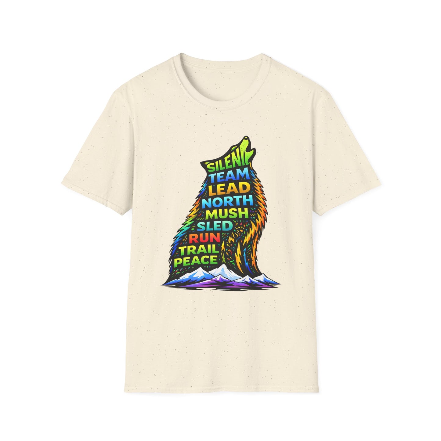 Howling Dog Adventure T-Shirt — 'Silent Team Lead North Mush Sled Run Trail Peace' Graphic Tee